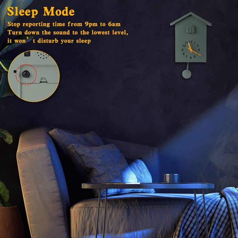 KEYPOWER Cuckoo Clock Cuckoo Wall Clock,Cuckoo Bird Voices Call, Design Clock Pendulum, Bird House, Wall Art Home Living Room Kitchen Office Decoration (Green) - Image 3